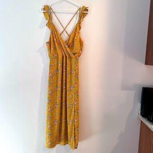 Womens Francesca’s Miami flirty yellow floral dress size large